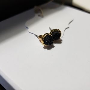 Black druzy studs